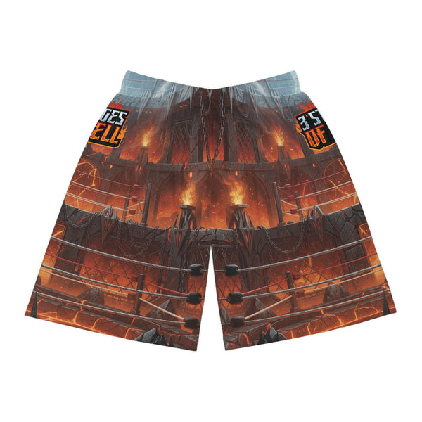 Three Stages of Hell™ Basketball Shorts (AOP)